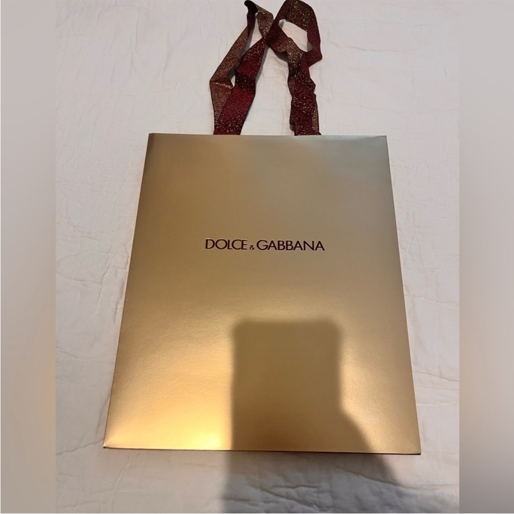 Dolce & Gabbana Metallic Gold Tote with Red Handles